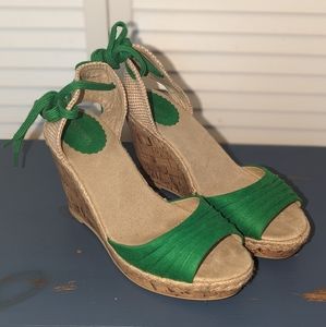 Old Navy Espadrille Wedge, Size 7, Kelly Green